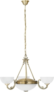 Eglo 82748 Hängelampe SAVOY Metallguss brüniert, Glas satiniert weiss E14,E27 max. 3X40W,2X40W H:110cm Ø74cm dimmbar
