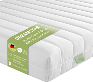 DREAMSTAR Easy Flex | orthopädische 7-Zonen Kaltschaummatratze | Öko-Tex Zertifiziert | Härtegrad 2 und 3 (H2 & H3) | Rollmatratze | 90x190 cm