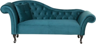 Chaiselongue Samtstoff blau linksseitig LATTES
