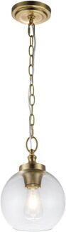 Feiss FE-TABBY-P-S-BB Hängeleuchte Tabby E27 60W Stahl, klares Glas; Messing brüniert B:21. 6cm Ø21. 6cm dimmbar höhenverstellbar