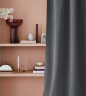 ROOM99 Vorhang mit Ösen Laurel 180 x 260 cm Breite x Höhe Verdunkelung Blickdicht Schiebegardinen Curtain Wohnzimmer Schlafzimmer Dunkelgrau, 1 Stück