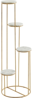 Blumenständer Echter Marmor Weiß 36,5 x 107,5 x 36,5 cm Pflanzenständer Stehend Gold | Blumenhocker Wohnzimmer Freistehend mit 4 Ablagen | Pflanzenregal Blumenregal Groß Modern