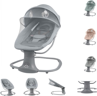 Kikkaboo Babywippe Winks 2 in 1 Stuhl, Moskitonetz, ​Timer, Musik, Fernbedienung braun