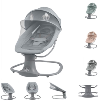 Kikkaboo Babywippe Winks 2 in 1 Stuhl, Moskitonetz, ​Timer, Musik, Fernbedienung braun