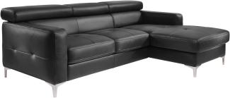 Mivano Ecksofa Sammy, Schlafsofa in Lederimitat mit Bettkasten und Kopfteilverstellung, 227 x 74 x 187, Kunstleder, schwarz