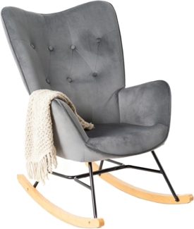 MEUBLE COSY Schaukelstuhl Relaxstuhl Schaukelsessel Sessel Stuhl Wohnzimmersessel Relax Lounge mit gepolsterter Sitzfläche, Grau, 68 x 87 x 98 cm