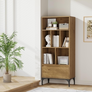 Bücherregal Kistiandi 137 x 60 x 35 cm Eicheoptik, dunkel [en. casa]