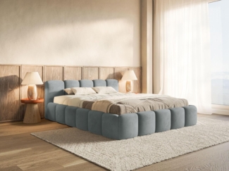 Selsey Polsterbett 200x200 cm Modernes Design, Stabiler Metallrahmen mit Gasdruckfedern Piano-Veloursstoff in Grau Bett mit Bettkasten Maximale Belastung 250 kg