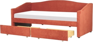 Tagesbett mit Stauraum VITTEL 90 x 200 cm Stoff Rot