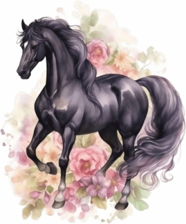 nikima Wandtattoo 245 Wandtattoo Pferd Rappe schwarz - Größe 500 x 500 mm (PVC-Folie), in 4 vers. Größen