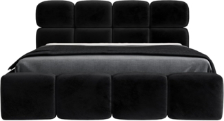 Polsterbett MONAKO 160x200 mit Matratze, Bettkasten und Lattenrost. Farbe: Schwarz 20