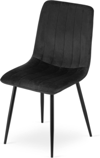 Home Collective Esszimmerstuhl 1er, 2er, 4er Set Polsterstuhl Stuhl Wohnzimmerstuhl (Stuhl Bequemes und strapazierfähiges Design, 90 cm Höhe, 120 kg Belastbarkeit, 2 St), mit schwarzem Samtsitz und schwarz lackierten Metallbeinen 2er Set
