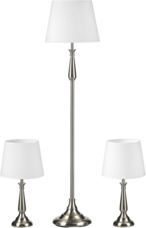 HOMCOM Stehlampe 3er-Lampenset inkl. 2 Tischleuchten, 1 Stehleuchte, für Wohnzimmer, Schlafzimmer, Creme