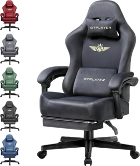GTPLAYER Gaming Stuhl, Atmungsaktiver Bürostuhl, bürostuhl ergonomisch, Hochwertiger - Stoff, Ergonomischer PC Stuhl, 160° Verstellbare Rückenlehne und ausziehbare Fußstütze,Hellgrau