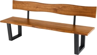 riess-ambiente Sitzbank GENESIS 200cm braun/schwarz · Holzbank mit Rückenlehne und Baumkante (Einzelartikel, 1-St), Massivholz-Sitzfläche & Kufen-Gestell aus Eisen · Industrial Design