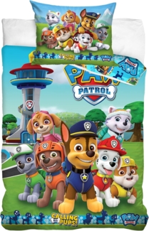 MTOnlinehandel Kinderbettwäsche Paw Patrol 100x135 + 40x60 cm, 100 % Baumwolle, Renforcé, 2 teilig, Bettwäsche-Set für Kinder, Mädchen und Jungen