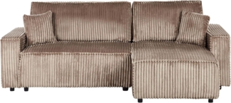 Eckschlafsofa 3-Sitzer ABACKA Cord Hellbraun mit Stauraum linksseitig