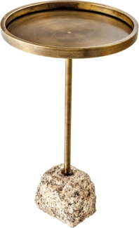 riess-ambiente Beistelltisch TRAYFUL 60cm messing antik / natur · Wohnzimmertisch mit Marmor-Fuß (Einzelartikel, 1-St), Eisen-Tischplatte · rund · handmade · auch fürs Schlafzimmer · Design