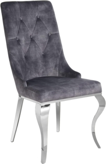 riess-ambiente Polsterstuhl MODERN BAROCK grau / silber (Einzelartikel, 1 St), Esszimmer · Samt · Metall · Chesterfield-Steppung