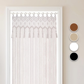 Cozyor Vorhang Makramee 132x200 cm mit Vorhangstange 70-120 cm, Boho Gardine (1 St), Ösen, Baumwolle, Raumteiler weiß Purity, Boho Wandteppich, Boho Türvorhang handgemacht