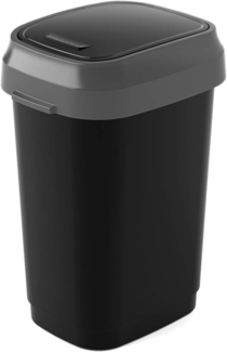 Kis 8075000 0306 01 Abfallbehälter Dual Swing, 10 L, Plastik, schwarz / grau, 19 x 25 x 32 cm
