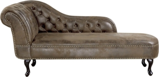 Beliani 'Nimes' Chaiselongue, Braun, Kunstleder, 79 x 65 x 169 cm, Links