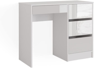 Vicco Schreibtisch Sherry, Weiß Hochglanz, 90 x 40 cm mit Schubladen