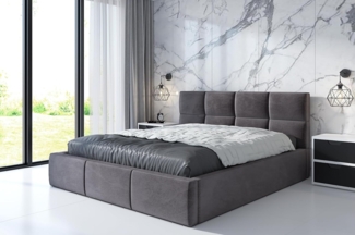 Polsterbett RADIC 160x200 mit Matratze, Bettkasten und Lattenrost. Farbe: Grau 16