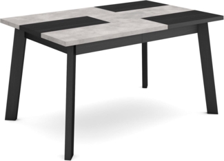 Skraut Home | Esszimmertisch | Küchentisch, Esstisch | 140 | Für 6 Gäste | Hölzerne Beine | Moderner Stil | Zement