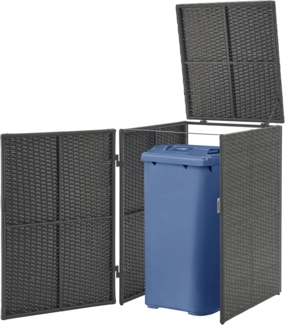 Mülltonnen Verkleidung Widnau für 1 Mülltonne Polyrattan Dunkelgrau [en. casa]