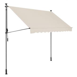 Songmics Klemmmarkise, 300 x 130 cm, Balkonmarkise, höhenverstellbar, mit Handkurbel, Sonnenschutz, für Balkon, Terrasse, Garten, beige GSA313M02