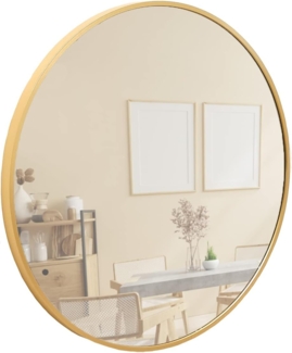 Terra Home Wandspiegel Spiegel rund 60x60 Schminkspiegel Metallrahmen, Badezimmerspiegel Flurspiegel gold