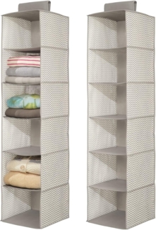 Hängender Stoffschrank Hängeaufbewahrung 2er Set mDesign 6 Böden Taupe / Natur