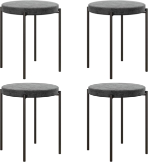 HOMCOM Esszimmerstuhl Thekenhocker mit gepolstertem Sitz, Rundhocker, Barhocker (Hocker, 4 St), für Wohnzimmer, Esszimmer, Dunkelgrau