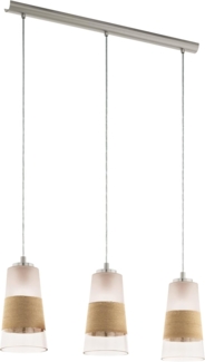 Eglo 49152 Pendelleuchte BURNHAM nickel-matt natur, weiß L:84cm B:15cm H:110cm