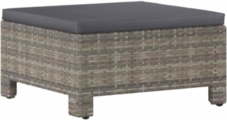 vidaXL Gartenhocker mit Kissen Grau Poly Rattan 362695