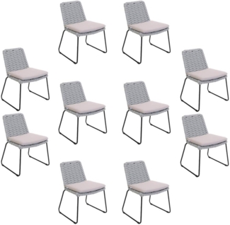 HOME DELUXE Gartenstuhl aus Seilgeflecht BALERO Hellgrau - 10er Set