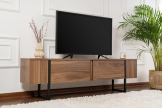 Hanah Home Stylish TV Stand, Walnut & Black, 180 x 50 x 29.5 cm | 100% Melamine Coated Particle Board, 18 mm Thick | Modern Design for Living Room & Entertainment Spaces