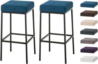CLP 2er Set Barhocker Montreal Stoff gepolsterte Sitze und Gestelle mit Fußstützen,blau schwarz