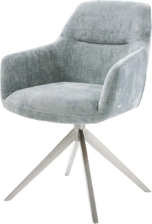 Drehstuhl Pejo-Flex Chenille Pastellblau Kreuzgestell breit Edelstahl 360° drehbar Wippfunktion Taschenfederkern