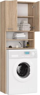 BDW Waschmaschinenschrank 180 x 64 x 30 cm - Badregal Hochschrank Waschmaschine Bad Schrank Badezimmerschrank Überbau (Eiche Sonoma)