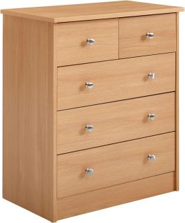 Design Holz-Kommode PURE 60 x 70 x 35 cm mit 5 Schubladen | Mehrzweckanrichte flach für Flur | Modernes Sideboard zeitlose Anrichte