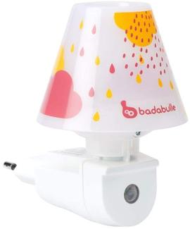 Badabulle B015010 LED-Nachtlicht mit Schirm für die Steckdose, mit Tag/Nacht-Einschaltautomatik, Mehrfarbig (Rosa/Gelb/Mehrfarbig)