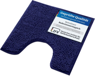 WohnDirect Badematte 45x45 cm MIT WC Ausschnitt | Dunkelblau - rutschfest & Waschbar - Badezimmerteppich zum Set kombinierbar, Badvorleger, WC Garnitur, Badteppich