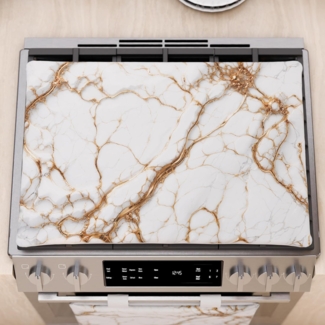 PETTI Artigiani Italiani - Herdabdeckplatte für Moderne Küche, Marmor-Effekt, weiß, Herdabdeckplatte 40x70 cm, 100% Made in Italy