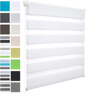 WOLTU Doppelrollo Klemmfix ohne Bohren Weiß B120 x H150 cm, Duo Rollo Zebrarollo Fensterrollo Klemmrollo Seitenzugrollo Easyfix lichtdurchlässig & verdunkelnd Rollos für Fenster und Tür