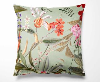Mako Satin Bettwäsche Tropical Flowers mint Kissenbezug 40x80 | freundin home collection