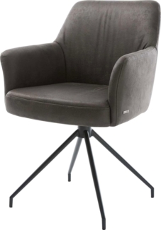 Drehstuhl Xana-Flex mit Armlehnen Mikrofaser Anthrazit Vintage Kreuzgestell konisch Schwarz 180° drehbar Taschenfederkern