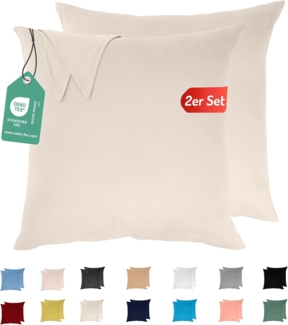 Livessa 2er Set Kissenbezug 80x80 aus%100 Baumwolle Jersey Stoff - Verdeckter Reißverschluss, Kopfkissenbezug 80x80 cm, Kissenhülle, Ultra weich und atmungsaktiv, Oeko-Tex Zertifiziert