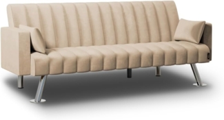 Nalui - 3-Sitzer-Schlafsofa 210 x 80 x 79 cm One Lines 2 Kissen mit Verstellbarer Rückenlehne | Beige